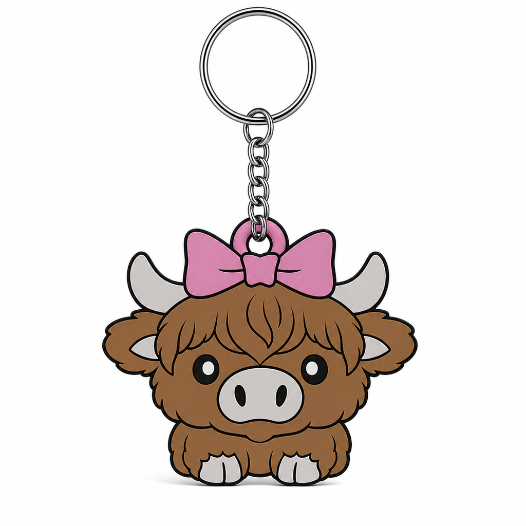Highland cow keychain